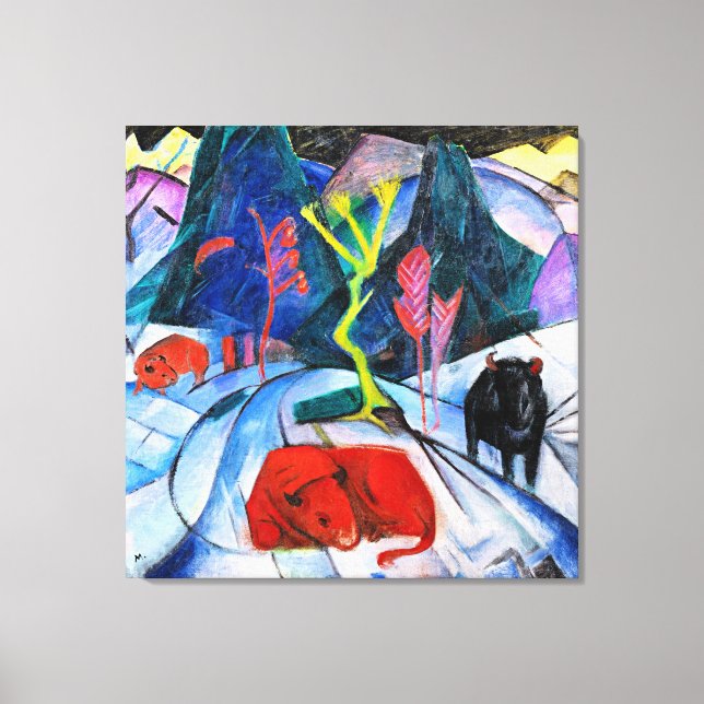 Bison in Winter, painting by Franz Marc Canvas Print (Front)