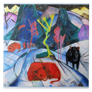 Bison in Winter, painting by Franz Marc Tile