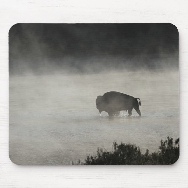 Bison in Winter Yellowstone Mouse Pad (Front)