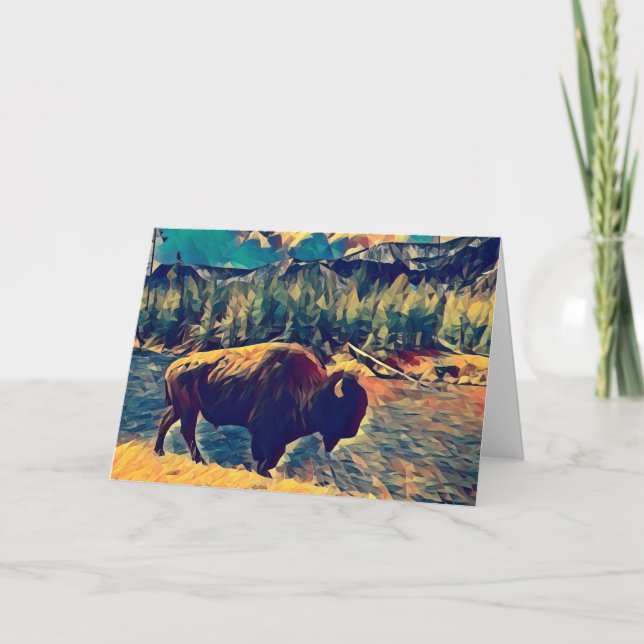 Bison in Yellowstone National Park Note Card (Front)