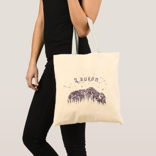 Bison Moon Wood Stars Galaxy PurpleTrekking Travel Tote Bag