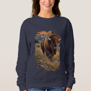 Bison Mountain Prairie Sunset Wilderness Sweatshirt