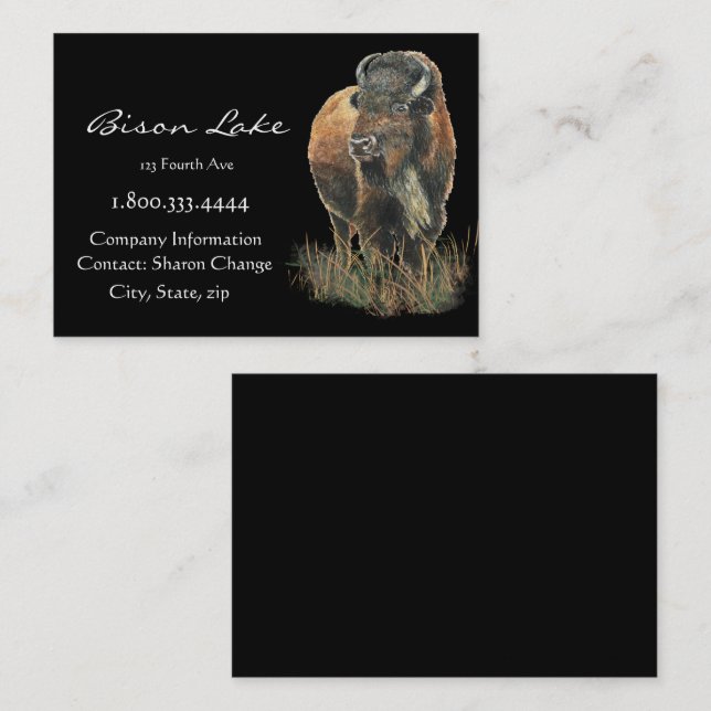 Bison Noir Classique, Carte de visite Buffalo (Devant / Derrière)