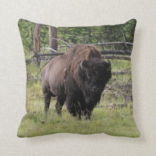 Bison of Yellowstone Photo Throw Pillow