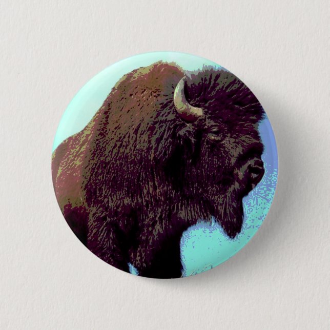 Bison Pop Art 2 Inch Round Button (Front)