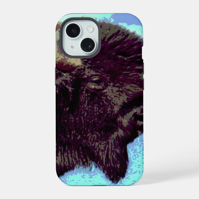 Bison Pop Art iPhone 15 Case (Back)
