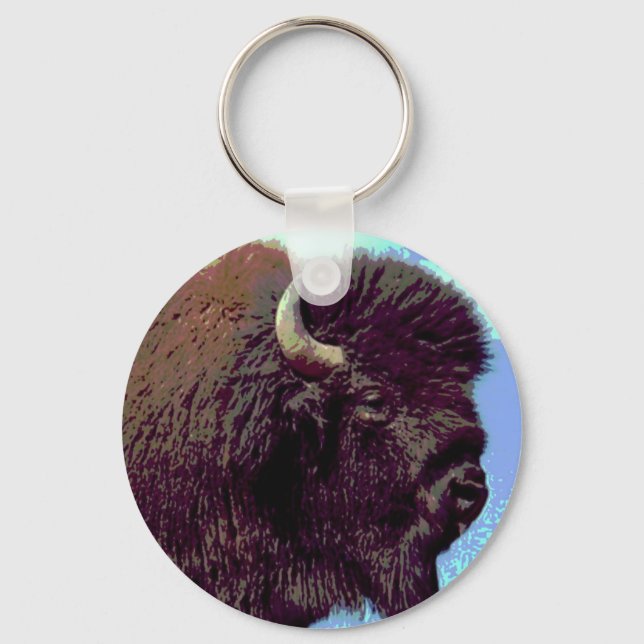 Bison Pop Art Keychain (Front)