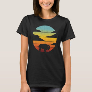 Bison Retro Vintage 60s 70s Sunset Buffalo Mammal T-Shirt