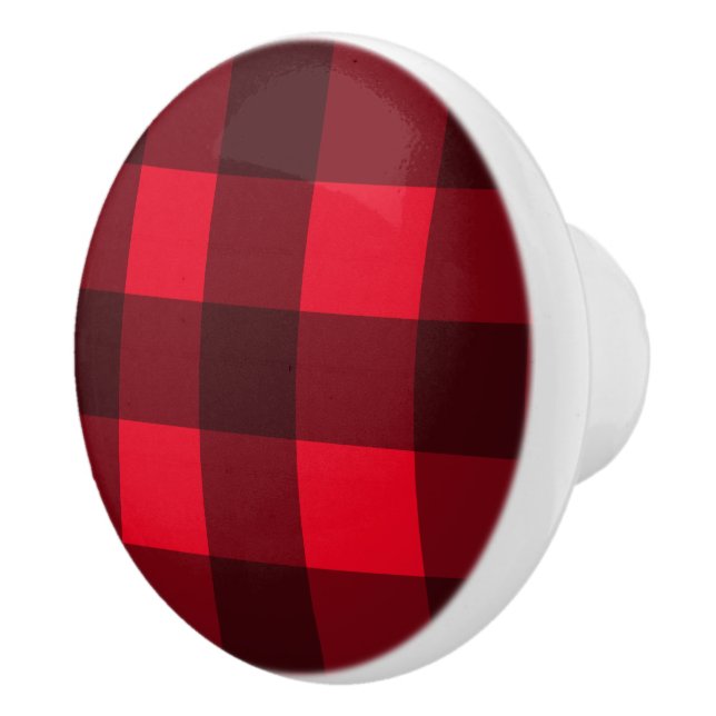 Bison rouge plaid porte motif et tiroir bouton (Droite)