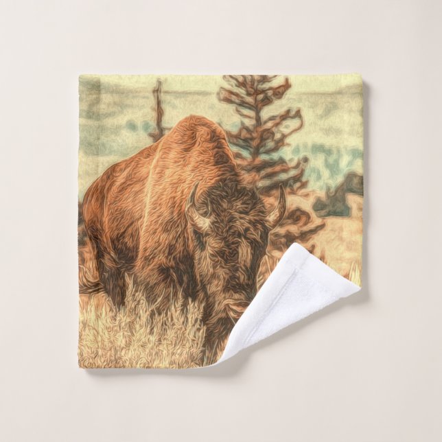 Bison sauvage des bois (Gant de toilette)