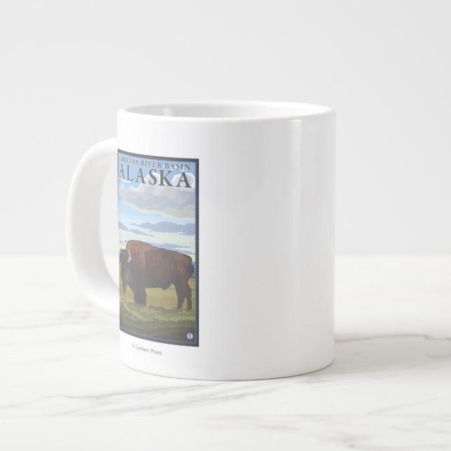 Bison Scene - Chitina River Basin, Alaska Large Coffee Mug (Front Left)