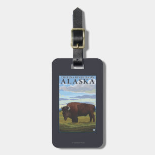 Bison Scene - Chitina River Basin, Alaska Luggage Tag