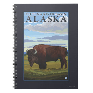 Bison Scene - Chitina River Basin, Alaska Notebook