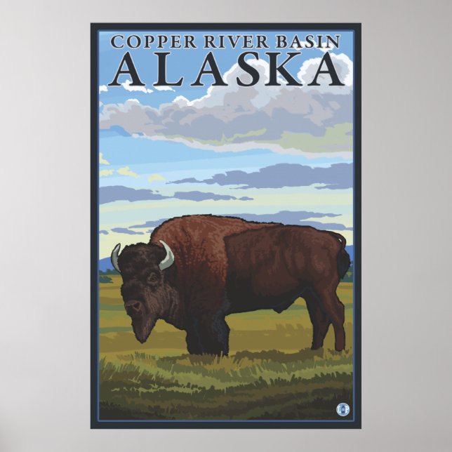 Bison Scene - Copper River Basin, Alaska Poster (Front)