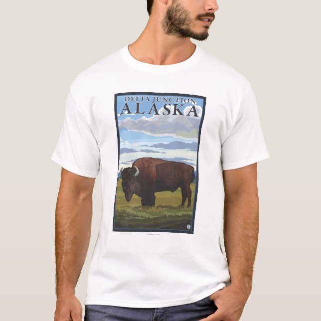 Bison Scene - Delta Junction, Alaska T-Shirt (Front)