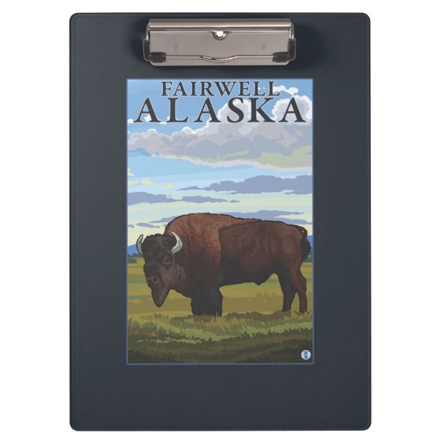 Bison Scene - Fairwell, Alaska Clipboard (Front)