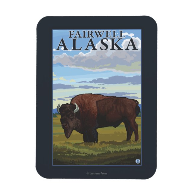 Bison Scene - Fairwell, Alaska Magnet (Vertical)