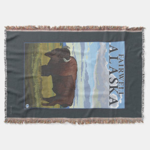 Bison Scene - Fairwell, Alaska Throw Blanket