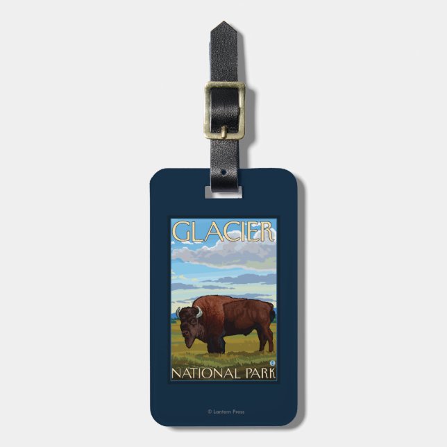 Bison Scene - Glacier National Park, MT Luggage Tag (Front Vertical)