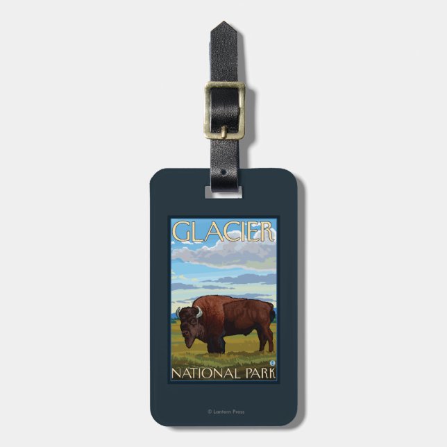 Bison Scene - Glacier National Park, MT Luggage Tag (Front Vertical)