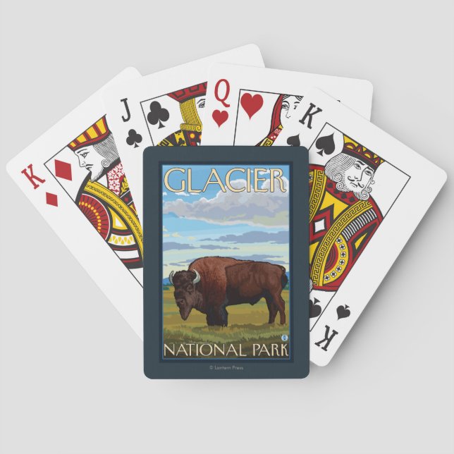 Bison Scene - Glacier National Park, MT Playing Cards (Back)