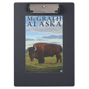 Bison Scene - McGrath, Alaska Clipboard