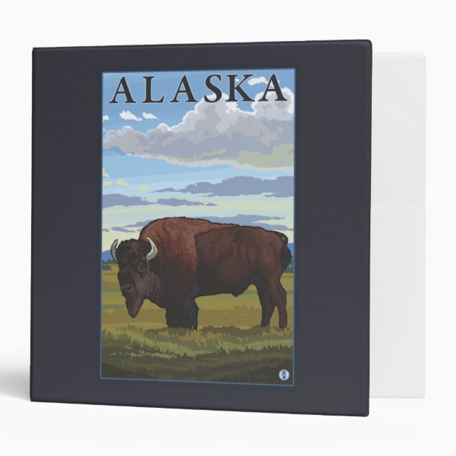 Bison Scene- Vintage Travel Poster Binder (Front/Inside)