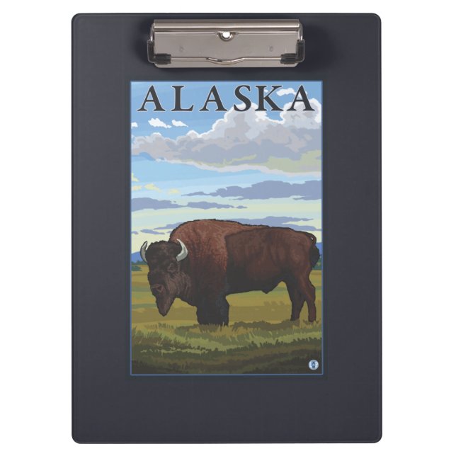 Bison Scene- Vintage Travel Poster Clipboard (Front)