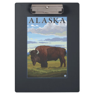 Bison Scene- Vintage Travel Poster Clipboard