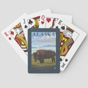 Bison Scene- Vintage Travel Poster Playing Cards