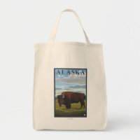 Bison Scene- Vintage Travel Poster