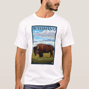 Bison SceneWyomingVintage Travel Poster T-Shirt