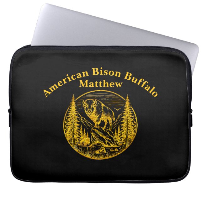 Bison Standing Proudly in a Natural Landscape Laptop Sleeve (Front)