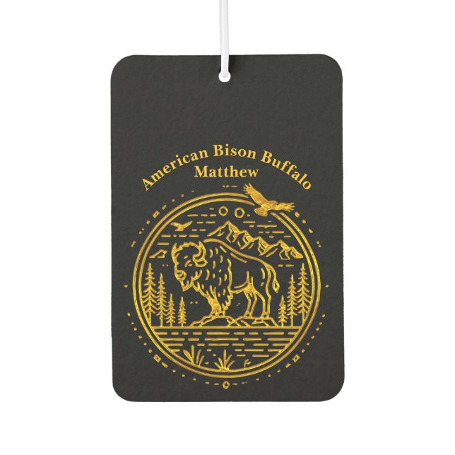 Bison Stands Majestically in a Natural Landscape Air Freshener (Front)