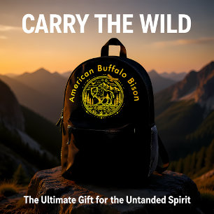 Bison Stands Majestically in a Natural Landscape Printed Backpack