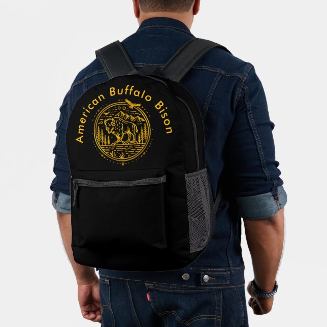 Bison Stands Majestically in a Natural Landscape Printed Backpack (Insitu (Model))