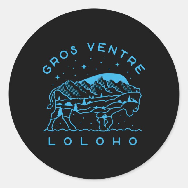 Bison Stars Gros Ventre Grand Teton Original Work Classic Round Sticker (Front)