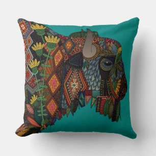 bison teal blue throw pillow