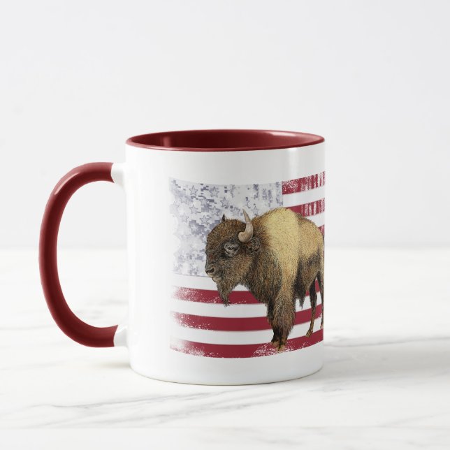 Bison US Buffalo American Flag USA Mug (Left)