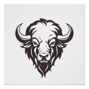 Bison Vector Art Animal Modern Urban City Graphic Poster