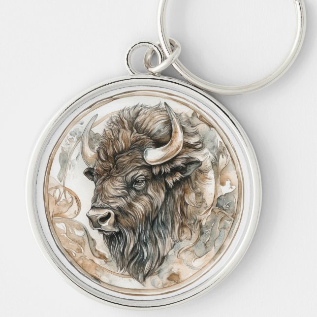 Bison Wild Tame and Timeless Collection Keychain (Front)