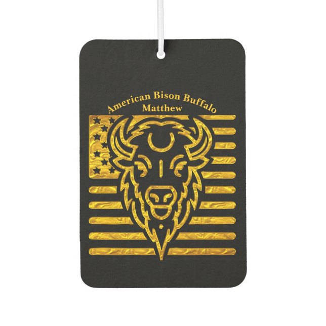 Bison With American Flag Background Air Freshener (Front)
