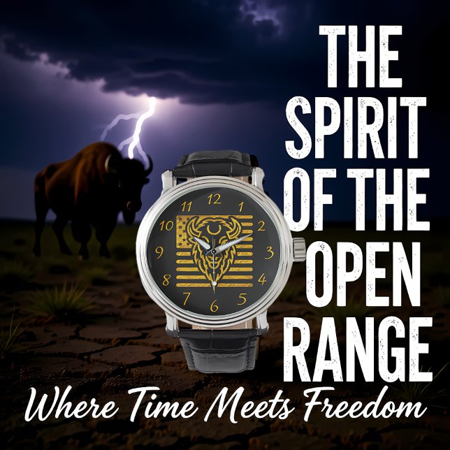 Bison With American Flag Background Watch (Creator Uploaded)