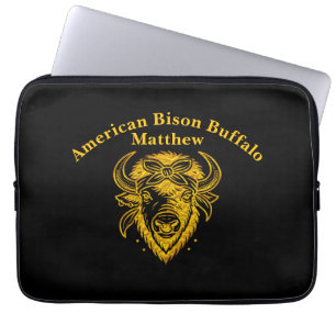 Bison With Bandana in Graphic Style Artwork Laptop Sleeve