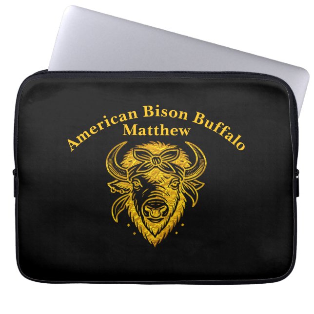 Bison With Bandana in Graphic Style Artwork Laptop Sleeve (Front)