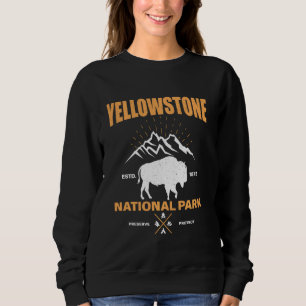 Bison Yellowstone National Park Buffalo Vintage Re Sweatshirt