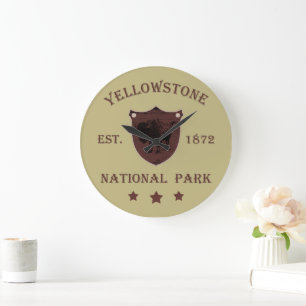 Bison Yellowstone National Park Large Clock