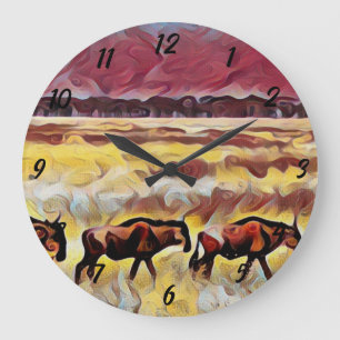 Bisons Accueil Sur La Gamme Pop Art, Horloge Ronde