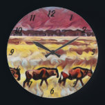 Bisons Home On The Range Pop Art, Round Clock<br><div class="desc">Pictured in a pop art design are Bisons on the range</div>