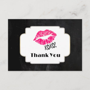Bisous roses avec xoxo! Or sur fond noir Merci